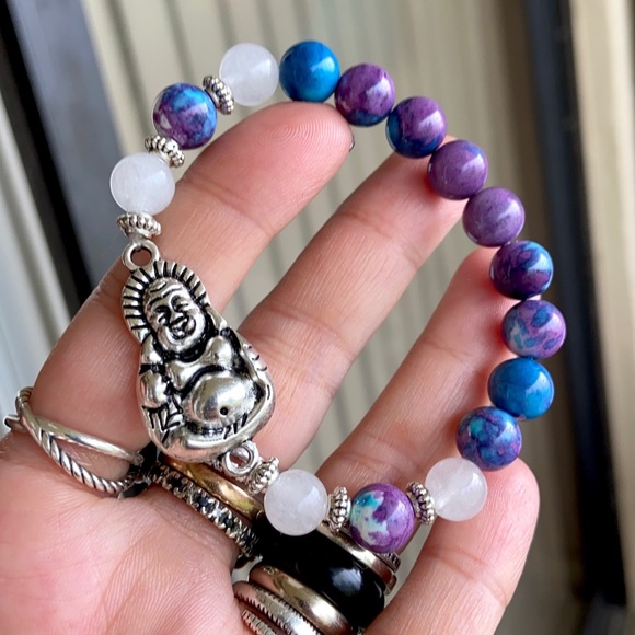 Silver buddha white agate & snow purple jasper - Picture 7 of 15